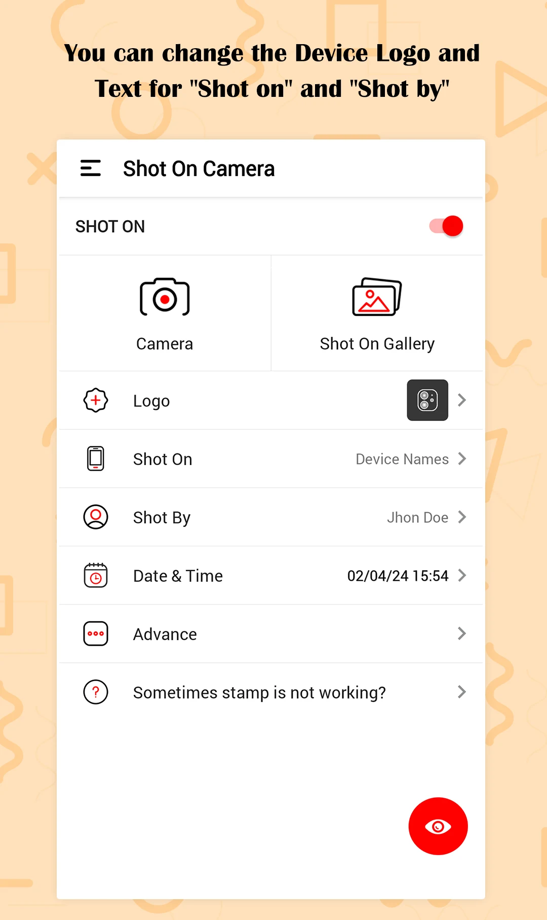 ShotOn Stamp Camera screenshot