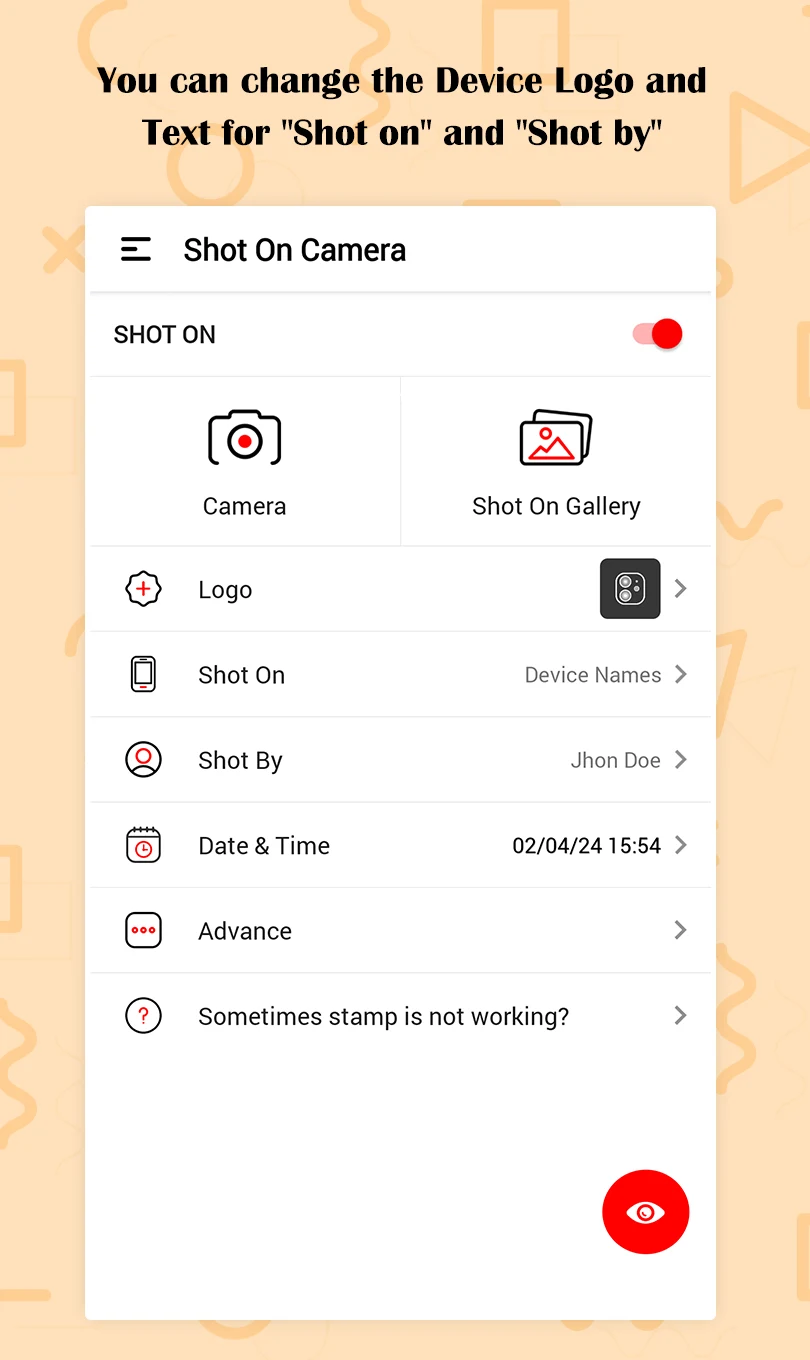 ShotOn Stamp Camera screenshot